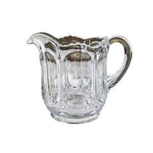 Vintage Antique EAPG Small Pitcher 3 Part Mold Sandwich Glass Clear MCM Victoria